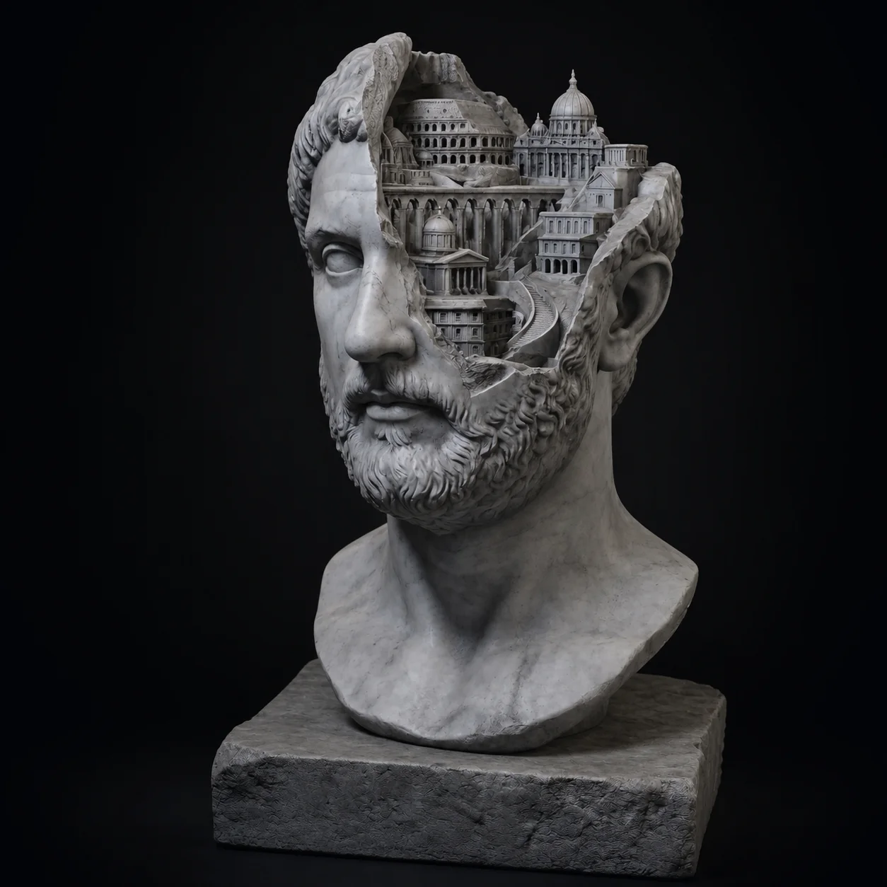 Modelo didáctico de busto de emperador tallado, un modelo 3D gratis generado para impresión 3D en el aula
